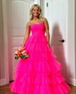 Cute Ball Gown/Princess Tulle Straight Ruffle Prom Dresses