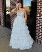 Corset Ball Gown/Princess Tulle Appliques Tiered Prom Dresses