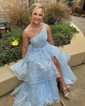 Glitter Ball Gown/Princess One Shoulder Appliques Prom Dresses