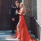 Corset Sheath/Column Satin Sweetheart Appliques Prom Dresses