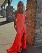 Corset Sheath/Column Satin Straight Ruffle Beaded Prom Dresses