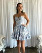 Corset Skater Satin Sweetheart Ruffle Homecoming Dresses