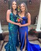 Trumpet/Mermaid Sweetheart Silk-like Satin Sweep Train Prom Dresses With Ruched