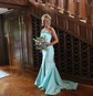 Modest Trumpet/Mermaid Satin Straight Ruffle Prom Dresses