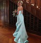 Modest Trumpet/Mermaid Satin Straight Ruffle Prom Dresses