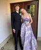 Corset Ball Gown/Princess Satin Sweetheart Floral Prom Dresses