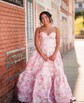 Corset Ball Gown/Princess Satin Sweetheart Floral Prom Dresses