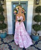 Corset Ball Gown/Princess Satin Sweetheart Floral Prom Dresses