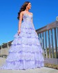 Corset Ball Gown/Princess Tulle Appliques Tiered Prom Dresses