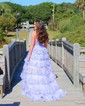 Corset Ball Gown/Princess Tulle Appliques Tiered Prom Dresses