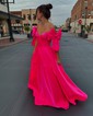 Modest Ball Gown/Princess Taffeta Bow Ruched Prom Dresses