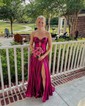 Sparkly A-line Metallic Sweetheart Ruched Split Prom Dresses