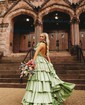 Unique Ball Gown/Princess Taffeta Ruffle Tiered Prom Dresses