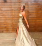 Sparkly Sheath/Column Metallic One Shoulder Ruched Prom Dresses