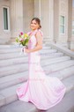 Modest Trumpet/Mermaid Satin Ruched Floral Prom Dresses