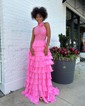 Corset Ball Gown/Princess Chiffon Tiered Ruched Prom Dresses