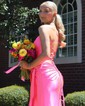 Elegant Sheath/Column Satin Bow Ruffle Prom Dresses