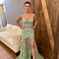 Corset Trumpet/Mermaid Tulle Sweetheart Appliques Prom Dresses