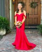 Corset Sheath/Column Satin Off-the-shoulder Floral Prom Dresses