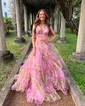 Puffy Ball Gown/Princess Tulle V-neck Ruffle Prom Dresses