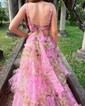 Puffy Ball Gown/Princess Tulle V-neck Ruffle Prom Dresses