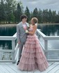 Glitter Ball Gown/Princess Sweetheart Tiered Ruffle Prom Dresses