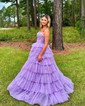 Glitter Ball Gown/Princess Sweetheart Tiered Ruffle Prom Dresses