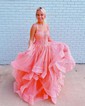 Glitter Ball Gown/Princess Appliques Ruffle Prom Dresses