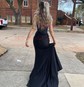 Elegant Sheath/Column Jersey Beaded Ruched Split Prom Dresses