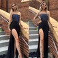 Elegant Sheath/Column Jersey Beaded Ruched Split Prom Dresses