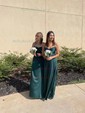 A-line Floor-length Cowl Neck Silk-like Satin Split Front Prom Dresses