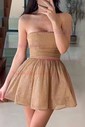 Glitter Skater Straight Bow Homecoming Dresses