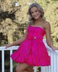 Unique Bubblegum Skater Satin Ruufle Homecoming Dresses