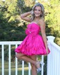 Unique Bubblegum Skater Satin Ruufle Homecoming Dresses