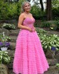 Ball Gown/Princess Sweetheart Tulle Sweep Train Prom Dresses With Appliques Lace