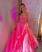 Ball Gown/Princess Sweetheart Tulle Sweep Train Prom Dresses With Appliques Lace