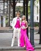 Modest Trumpet/Mermaid Satin Straight Ruffle Prom Dresses