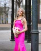 Modest Trumpet/Mermaid Satin Straight Ruffle Prom Dresses