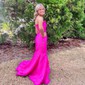 Modest Trumpet/Mermaid Satin Straight Ruffle Prom Dresses