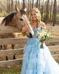 Glitter Ball Gown/Princess Appliques Ruffle Prom Dresses