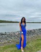 Petite Sheath/Column Jersey V-neck Beaded Prom Dresses