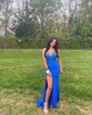 Petite Sheath/Column Jersey V-neck Beaded Prom Dresses