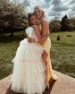 Puffy Ball Gown/Princess Tulle Appliques Ruched Tiered Prom Dresses