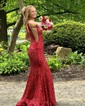 Sparkly Trumpet/Mermaid Sequin V-neck Prom Dresses