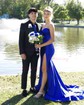 Unique Sheath/Column Satin Sweetheart Ruched Split Prom Dresses