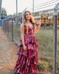 Puffy Ball Gown/Princess Metallic Cut Out Ruffle Prom Dresses