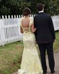 Glitter Sheath/Column Sweetheart Appliques Ruffle Prom Dresses