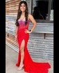 Glitter Sheath/Column Jersey Ruched Beaded Prom Dresses