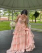 Corset Ball Gown/Princess Tulle Appliques Tiered Prom Dresses