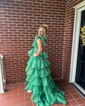 Glitter Ball Gown/Princess V-neck Tiered Ruched Prom Dresses